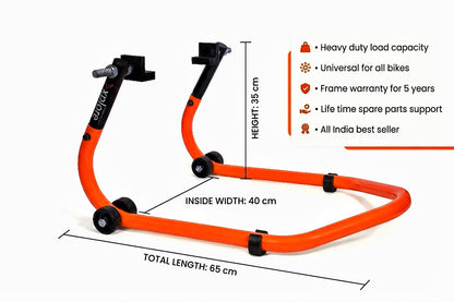Explore High Quality Universal Paddock Stand With Swingarm L Supports For All Bikes Upto 350kg Weight