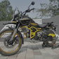Jorjem Trail edition crash guard for Himalayan 450, showcasing durable design and protective features in a rugged outdoor setting.