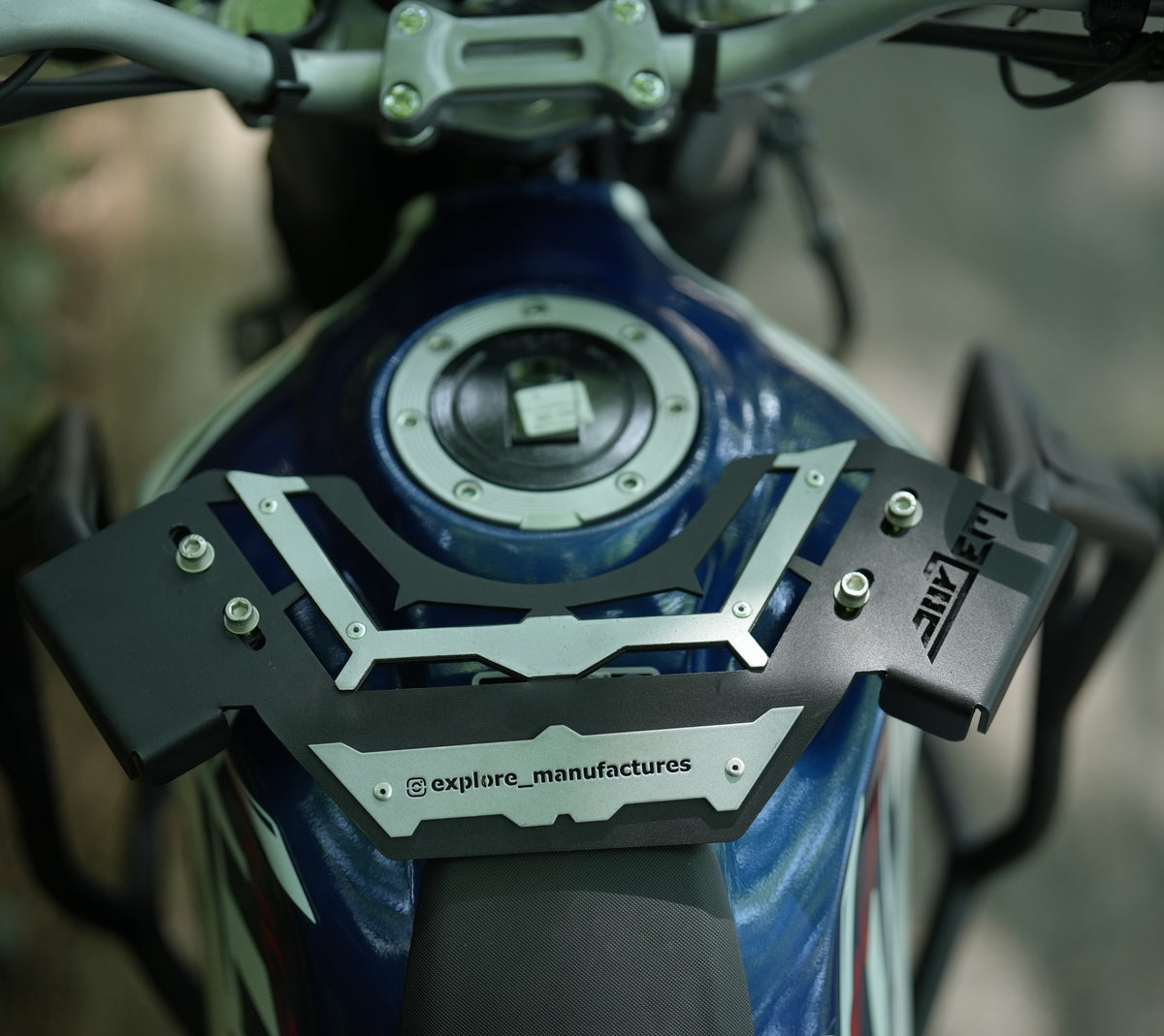 Jorjem Xpulse 200 custom trail edition crash guard mounted on a motorcycle, showcasing its rugged design and durability.