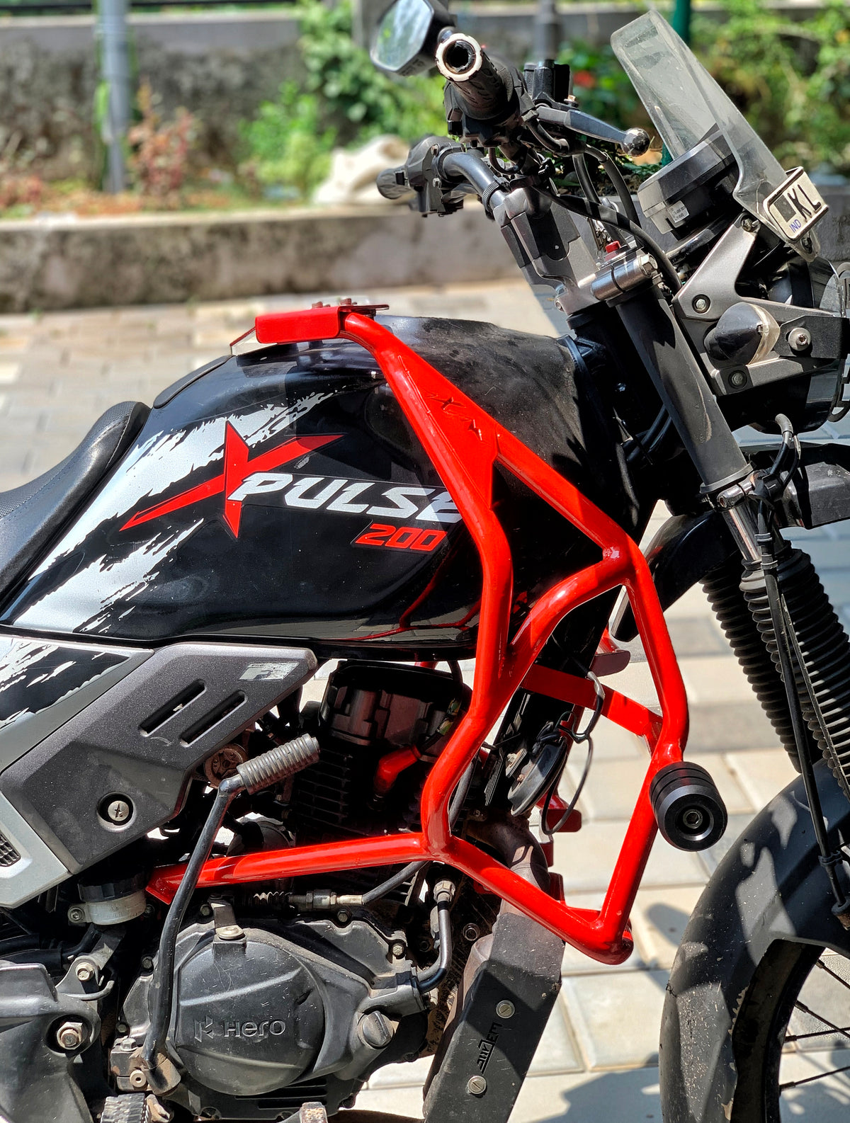 Jorjem Xpulse 200 custom trail edition crash guard, showcasing robust design and durable materials for motorcycle protection.