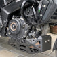 Jorjem International bash plate for Dominar 250/400 motorcycle, black protective undercarriage part, mounted beneath the engine.