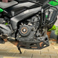 Jorjem International bash plate for Dominar 250 and 400 motorcycles, durable metal protection for engine underside.