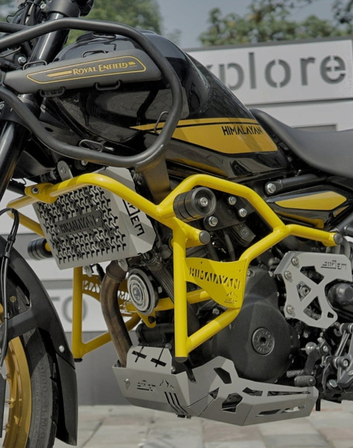 Jorjem Trail edition crash guard for Himalayan 450, showcasing durable design and protective features in black finish.