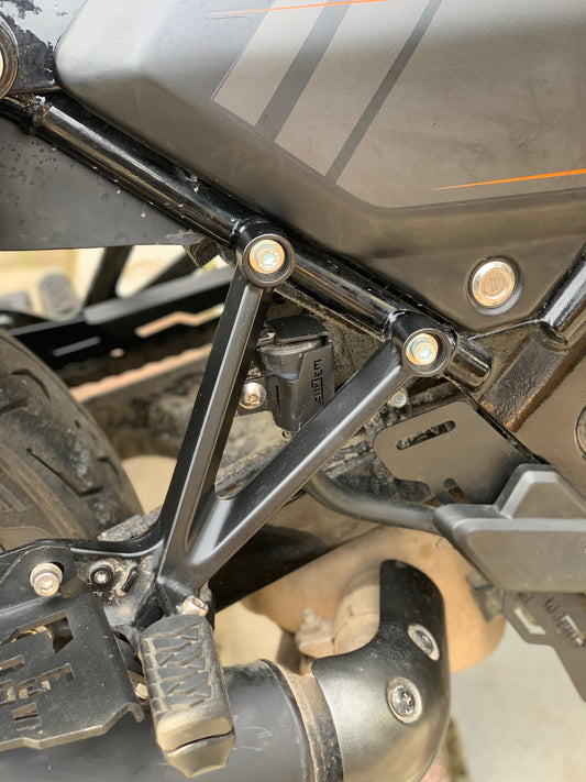 Harley X440 oil container guard by Jorjem International Pvt Ltd, close-up view showing durable protective cover for oil container.