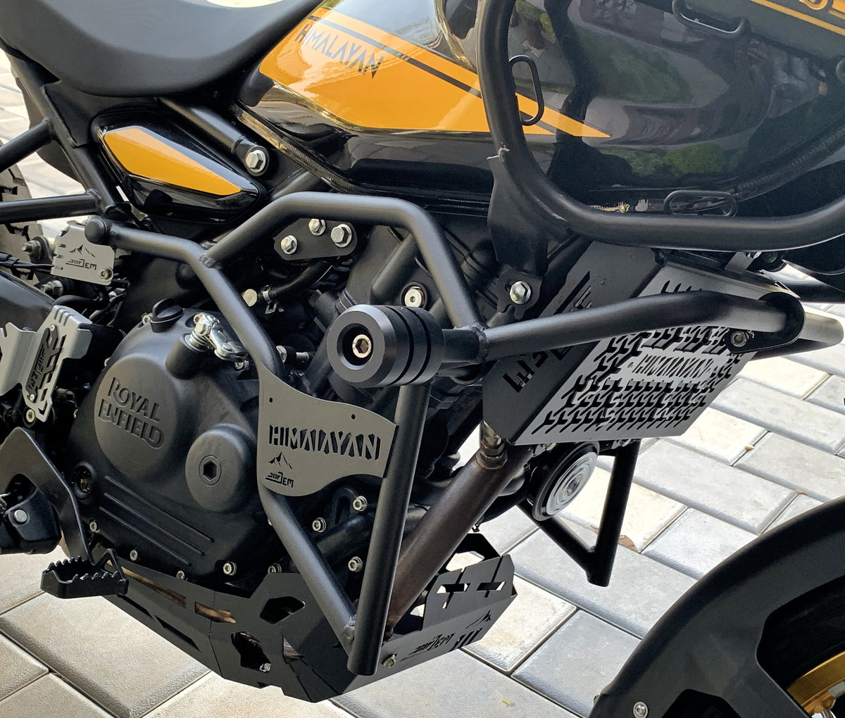 Jorjem Trail edition crash guard for Himalayan 450, featuring durable construction and custom fit for optimal protection.